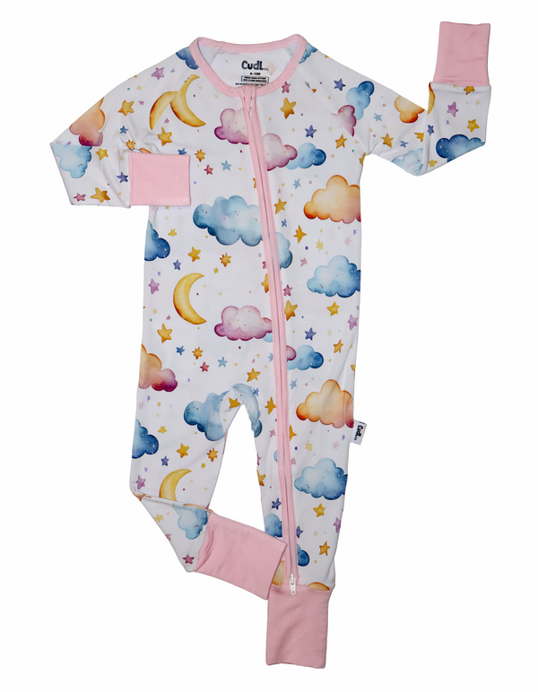 CudlCozy™ Zip - 0-3 months / Clouds Pink